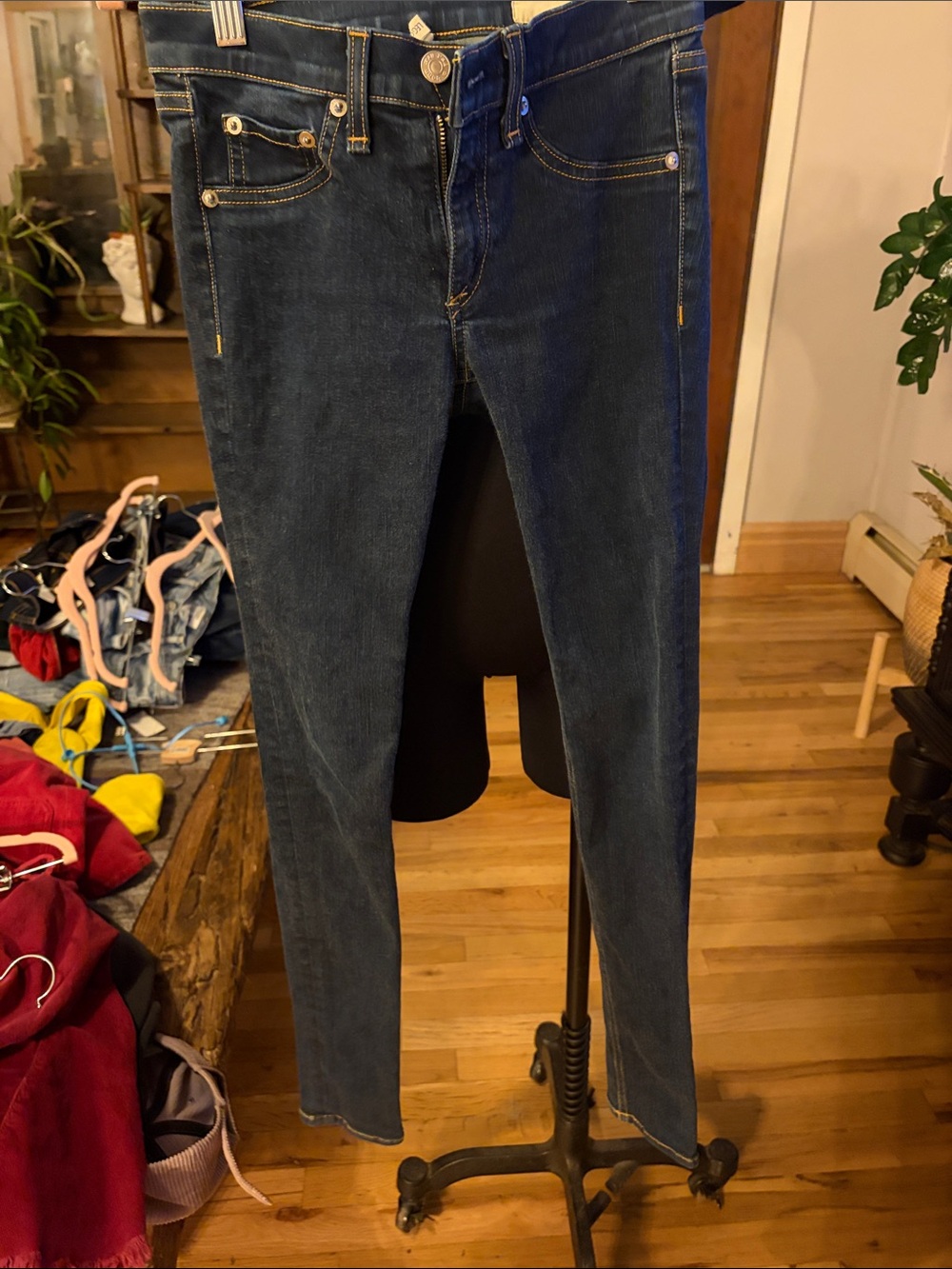 rag & bone Women's Skinny Jeans in Dark Blue Denim